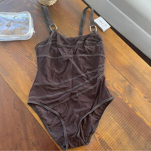 Swimwear 1 piece 46/16 brown Livia NWT + bag